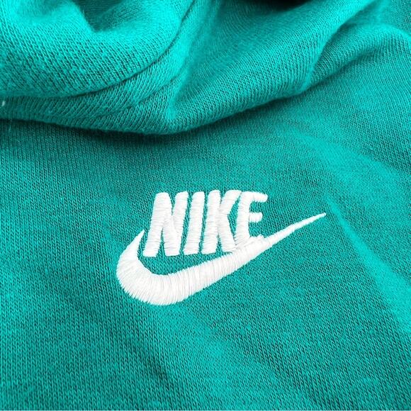 Nike Women’s Teal Short Sleeve Hooded Mock Neck Shirt Long Length Hoodie - Picture 4 of 8